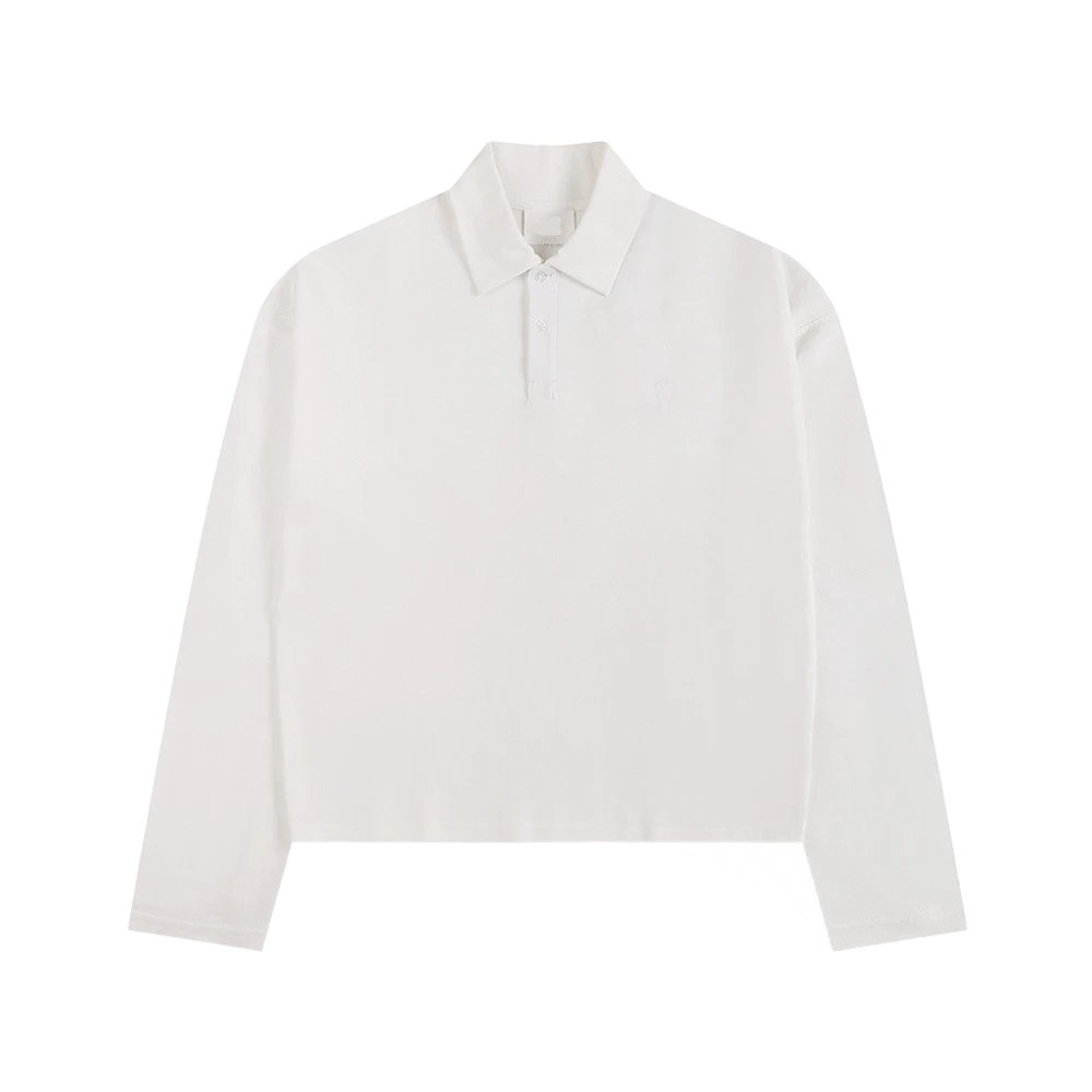 Amiclams White Long-Sleeve Polo Shirt for Men & Women