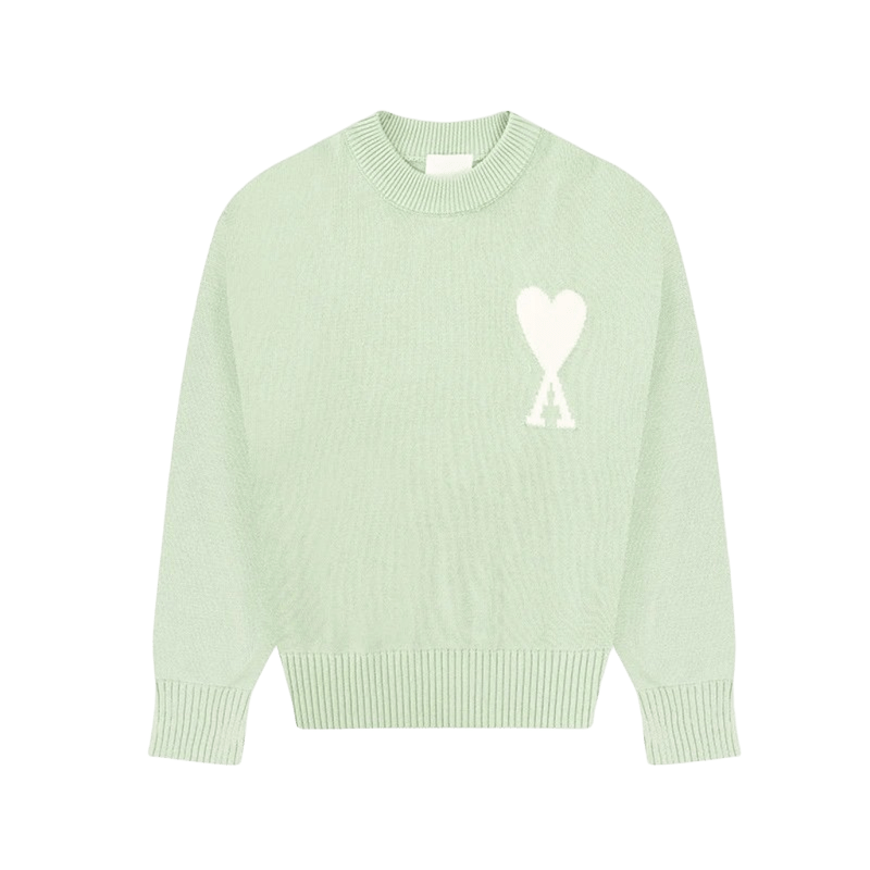 Amiclams Wool Blend Sweater: Light Green Unisex Knit