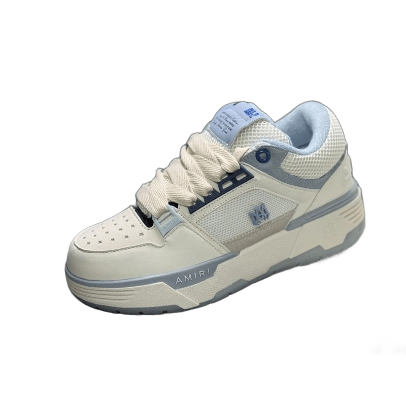 Amiri Beige Mesh Leather Sneakers: Unisex Casual Streetwear