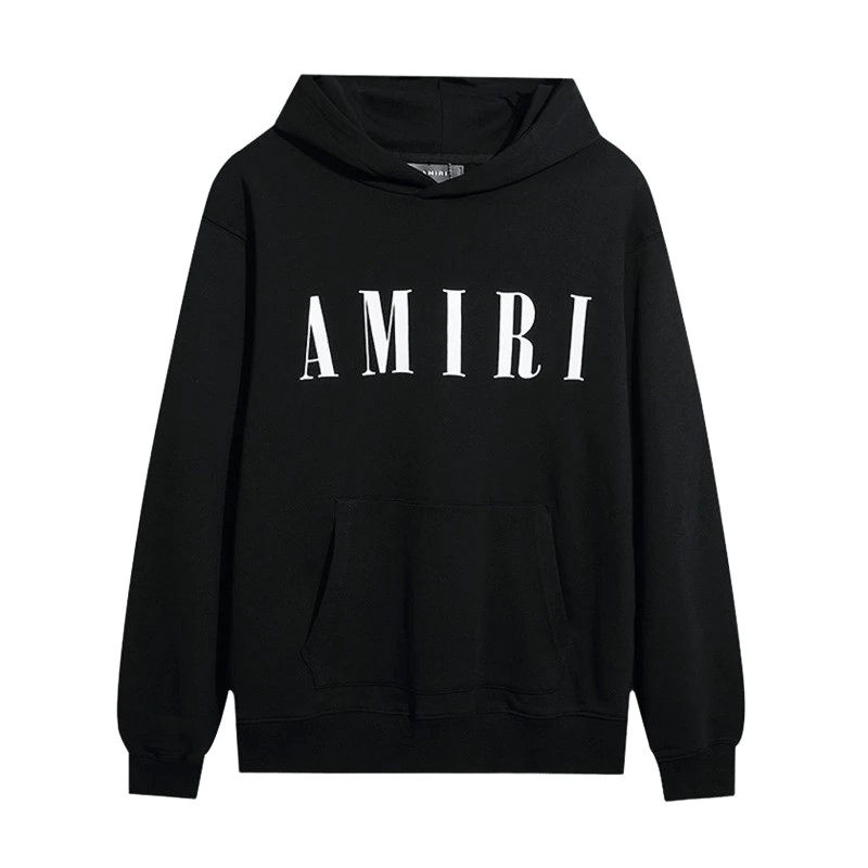 Amiri Black Cotton Hoodie: Unisex Streetwear with Logo