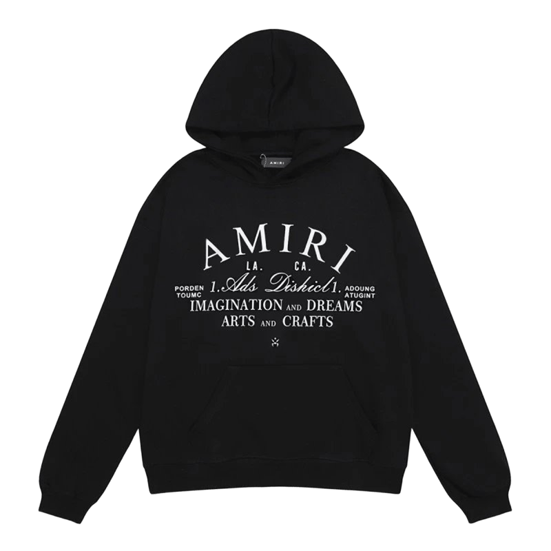 Amiri Black Hoodie: Cotton Unisex Streetwear, Cozy & Logo