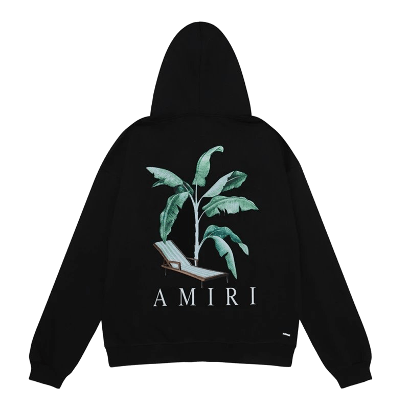 Amiri Black Hoodie: Palm Tree Graphic, Cozy Streetwear