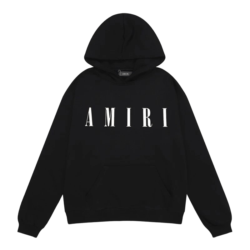 Amiri Black Hoodie Unisex Cotton Streetwear Essentials