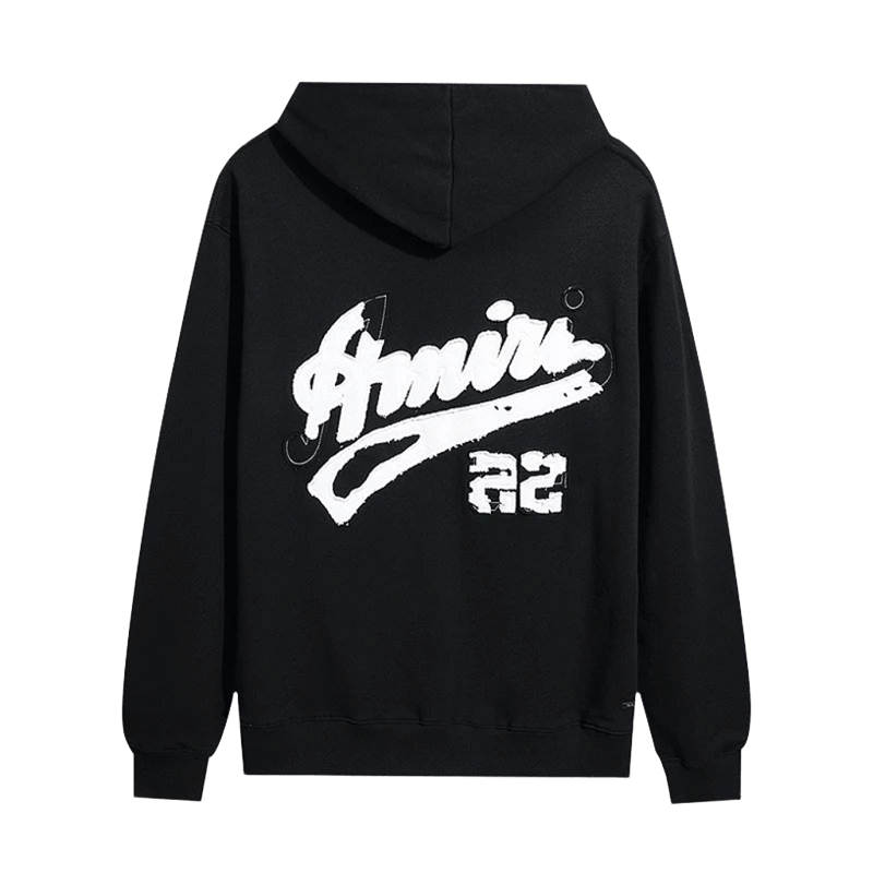 Amiri Black Hoodie: Unisex Cotton Streetwear, Logo & Graphic Back