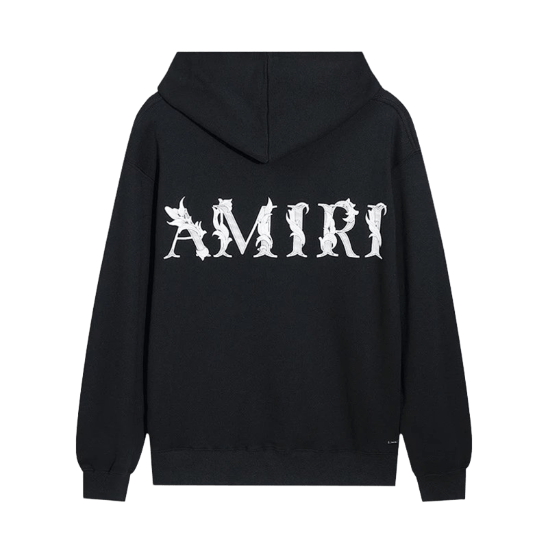 Amiri Black Hoodie: Unisex Cotton Streetwear with Embroidery