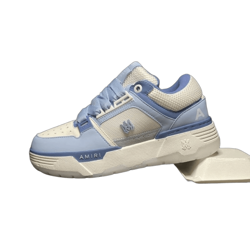 Amiri Blue White Mesh Leather Sneakers, Unisex Streetwear