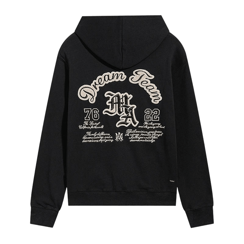 Amiri Dream Team Hoodie: Black Cotton, Embroidered, Unisex