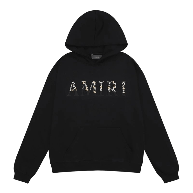 Amiri Hoodie: Black Cotton Unisex Streetwear with Bold Logo