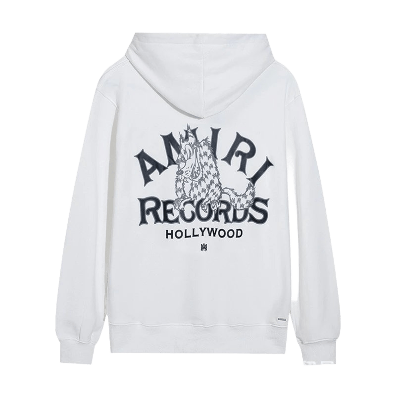 Amiri Records Hoodie White Unisex Streetwear