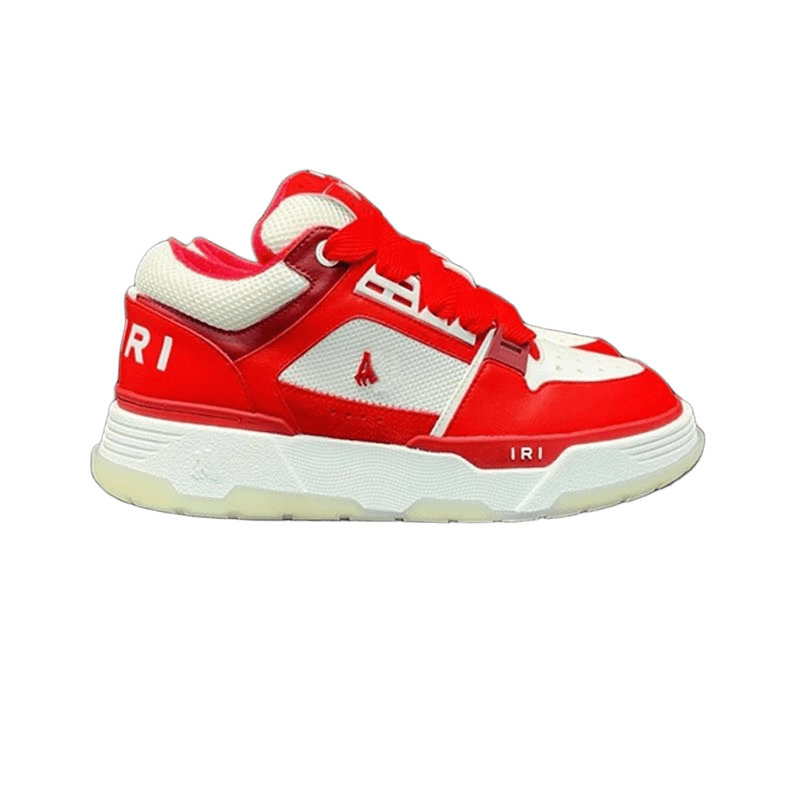 Amiri Red White Leather Sneakers: Unisex Street Style