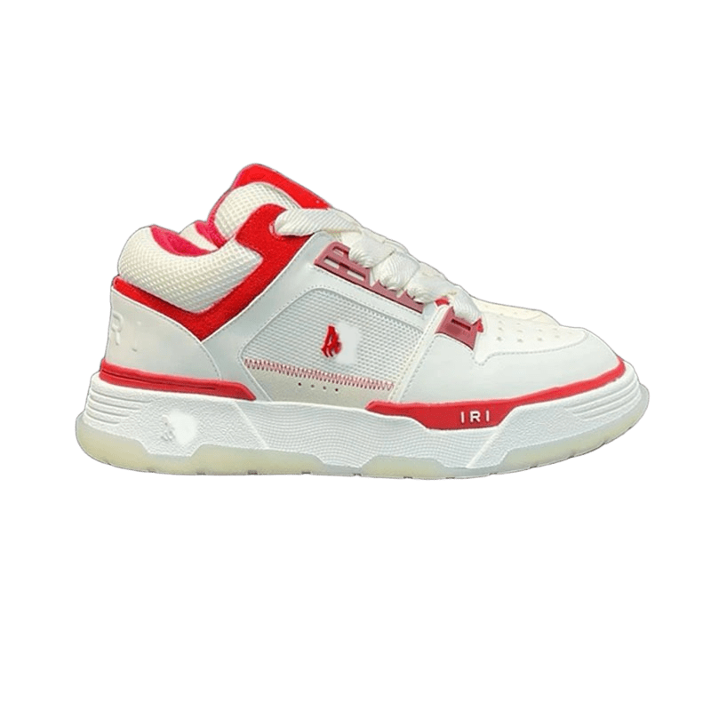 Amiri Red White Leather Sneakers: Unisex Streetwear