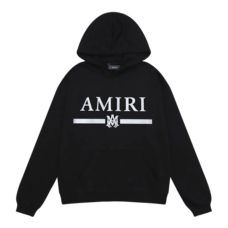 Amiri Unisex Black Hoodie: Cotton Streetwear w/ Iconic Logo