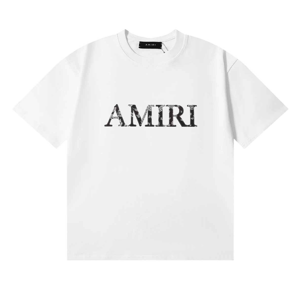 Amiri White Cotton T-Shirt: Unisex Streetwear with Tribal Logo