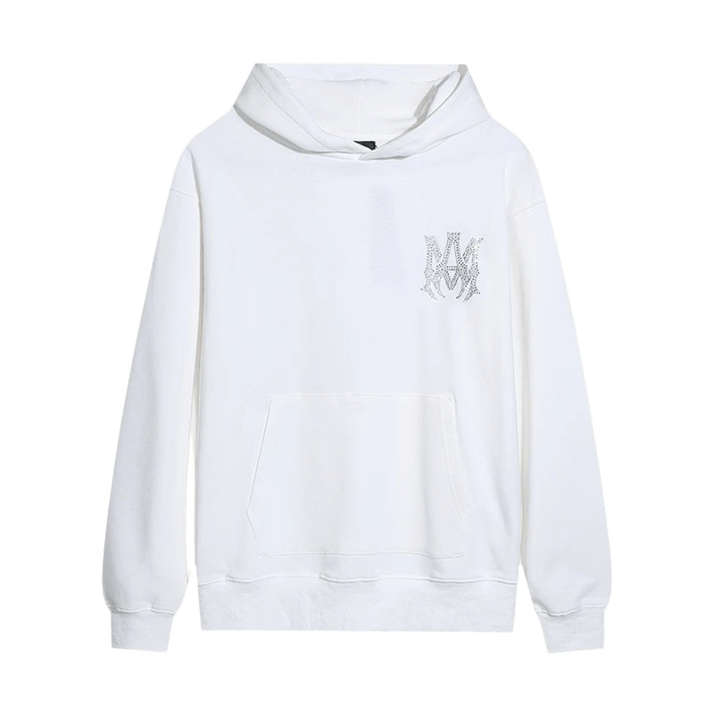 Amiri White Hoodie: Embroidered Logo, Unisex Streetwear