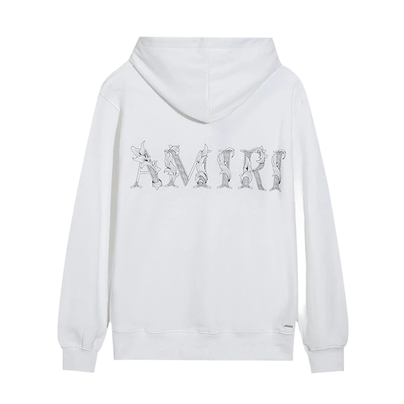 Amiri White Hoodie: Premium Cotton, Graphic Back, Unisex
