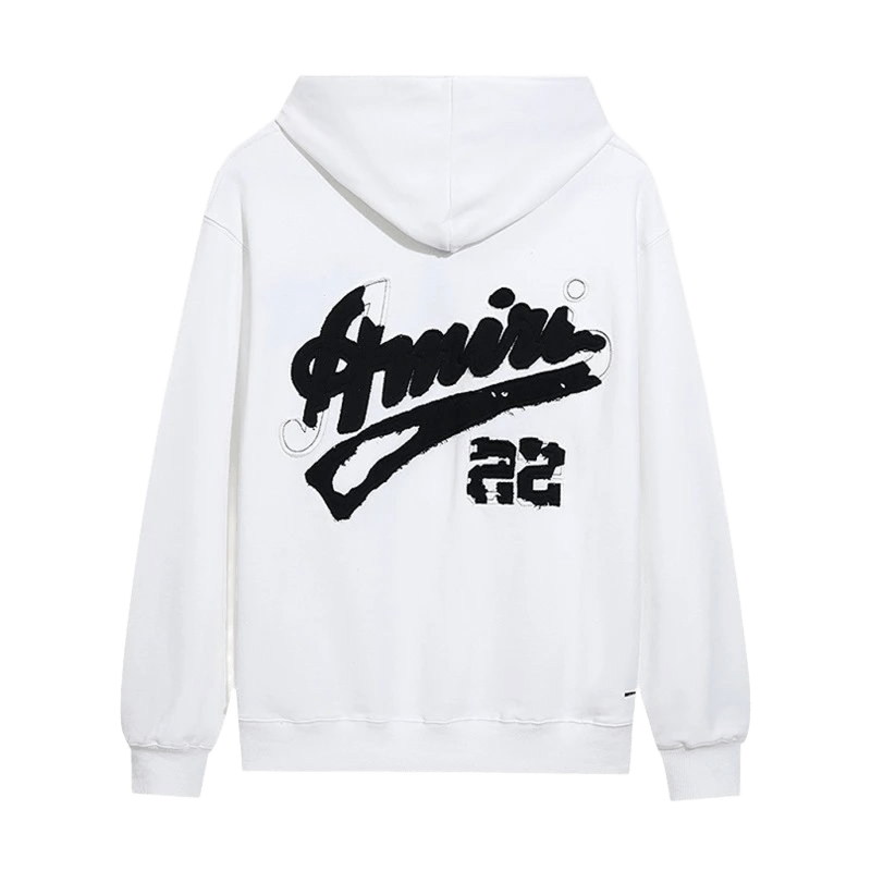 Amiri White Hoodie: Unisex Cotton Streetwear with Bold Logo