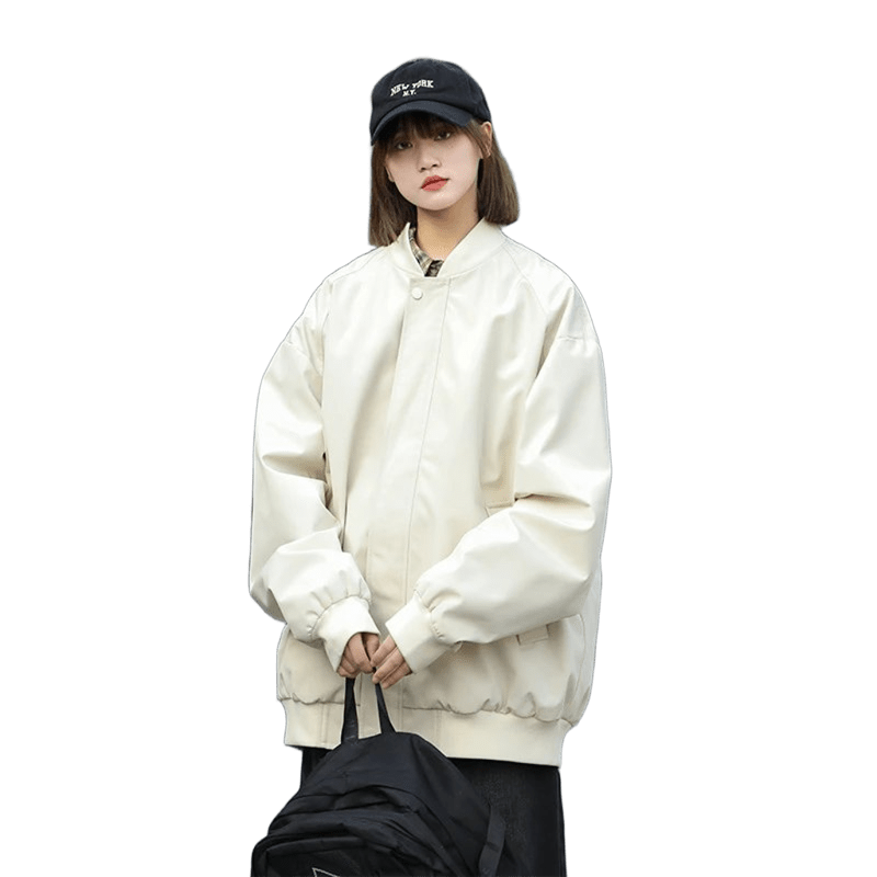 AOBINKA Beige Unisex Coat: Casual Streetwear, Warm & Loose Fit