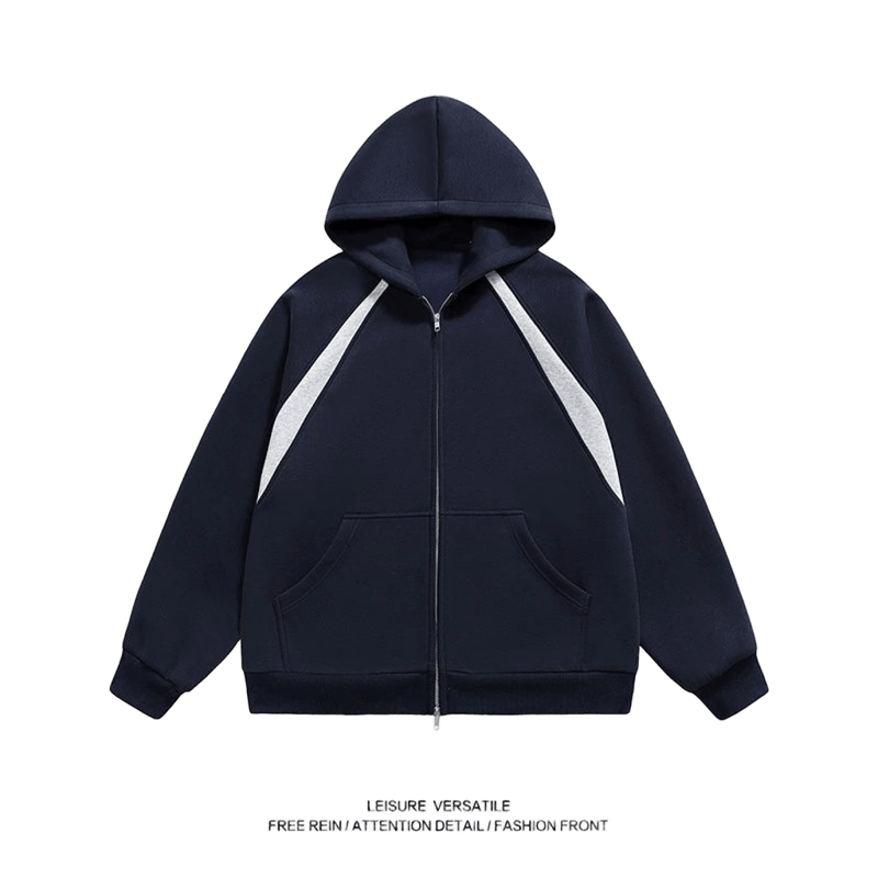 AOBINKA Navy Hooded Jacket: Warm, Unisex Casual Wear
