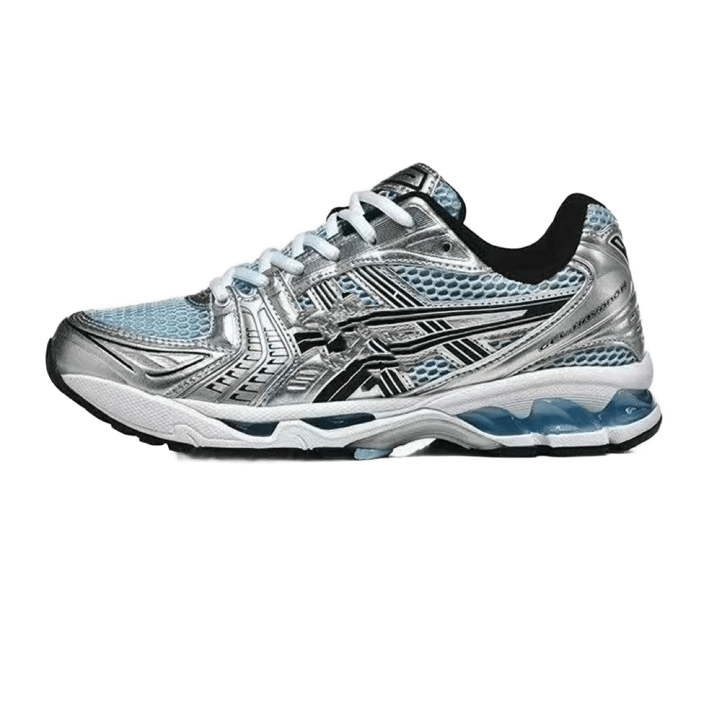 ASICS Silver-Blue Running Shoes: Breathable Mesh, Cushioned
