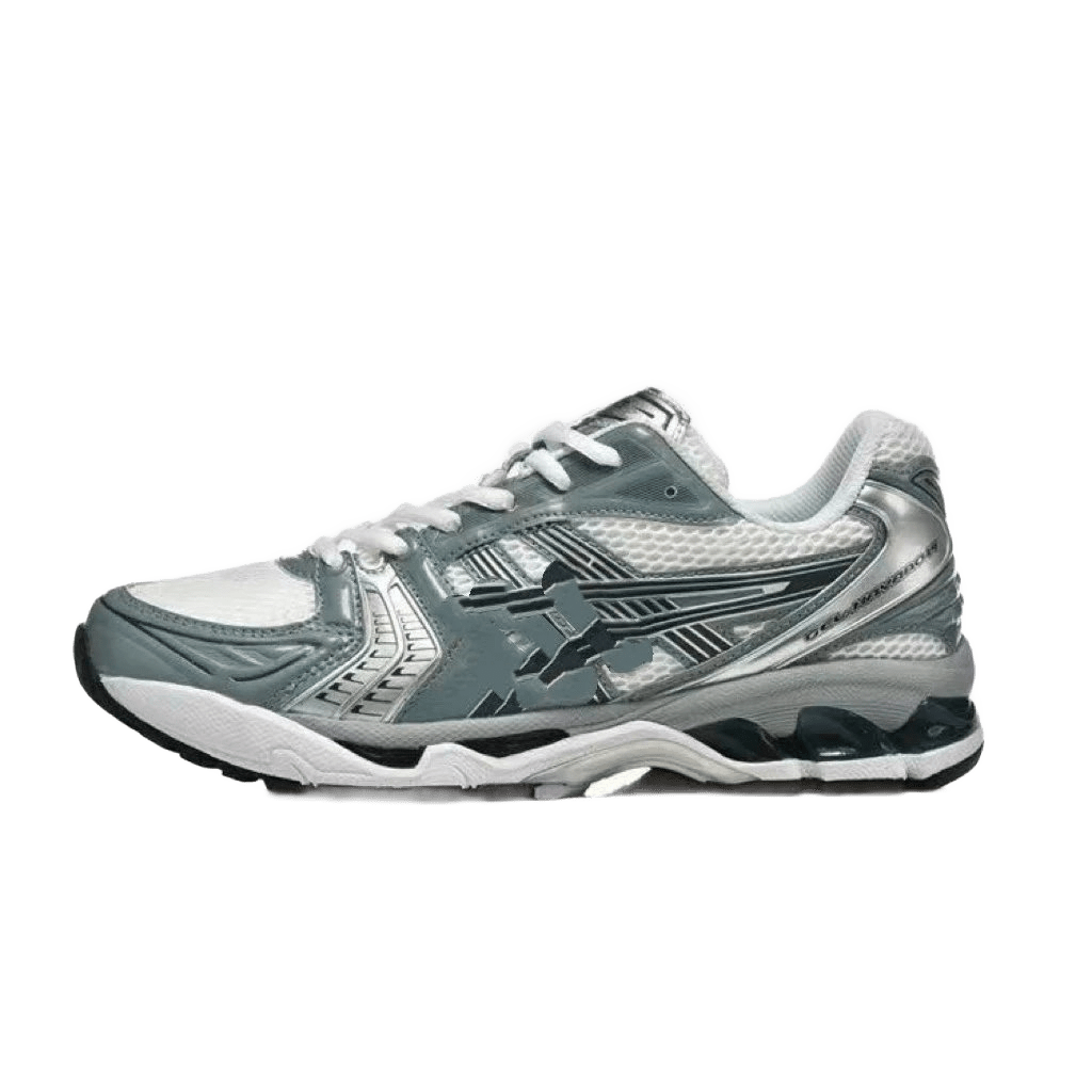 ASICS Silver Retro Running Shoes: Breathable Mesh, Cushioning Tech