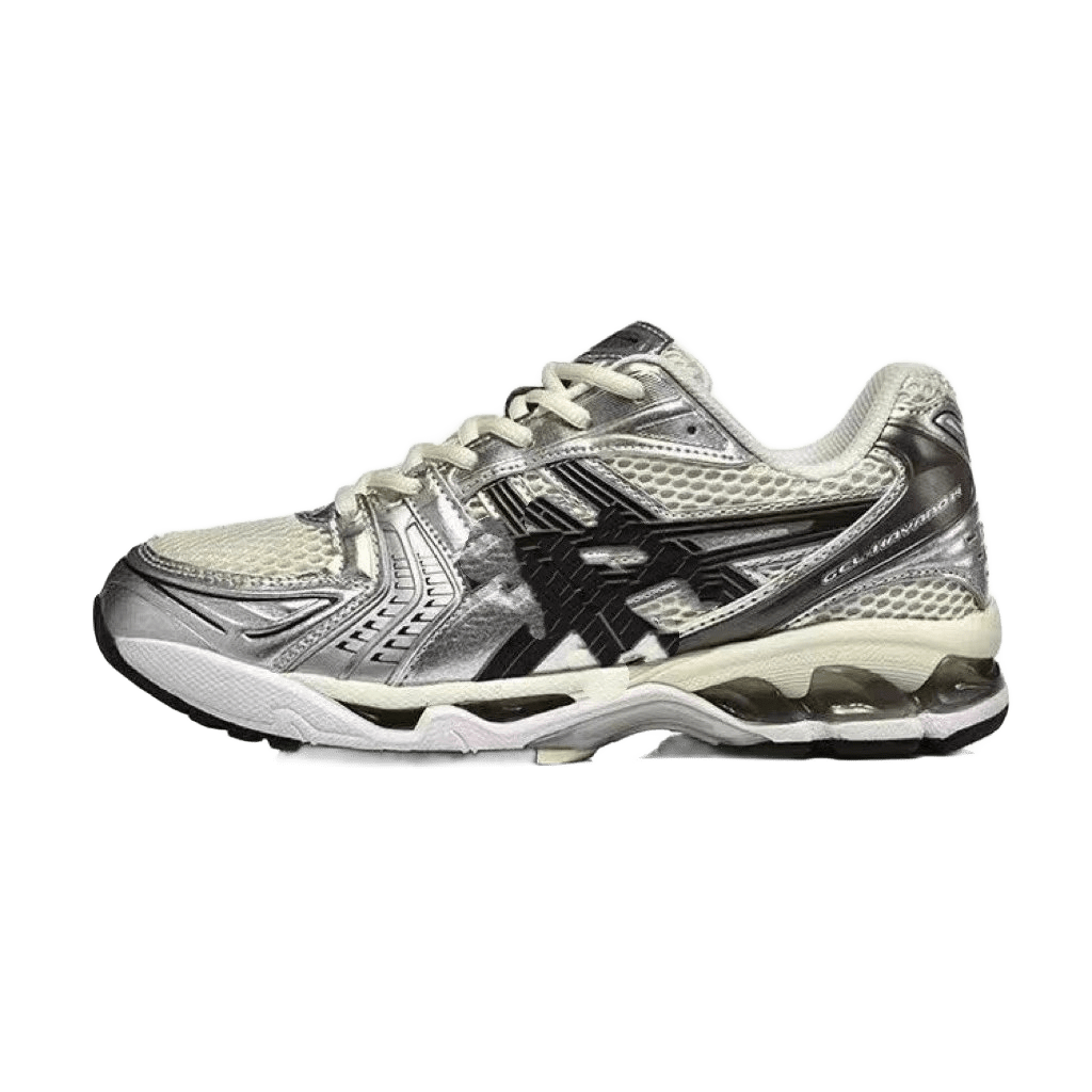 ASICS Silver Retro Running Shoes: Cushioned & Breathable Mesh