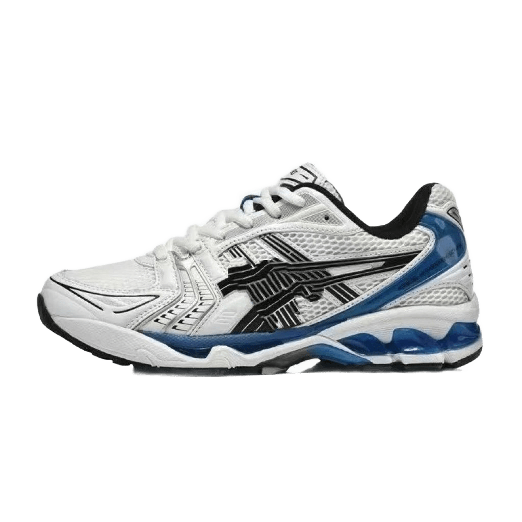 ASICS White/Blue Cushioned Running Shoes - Breathable Mesh
