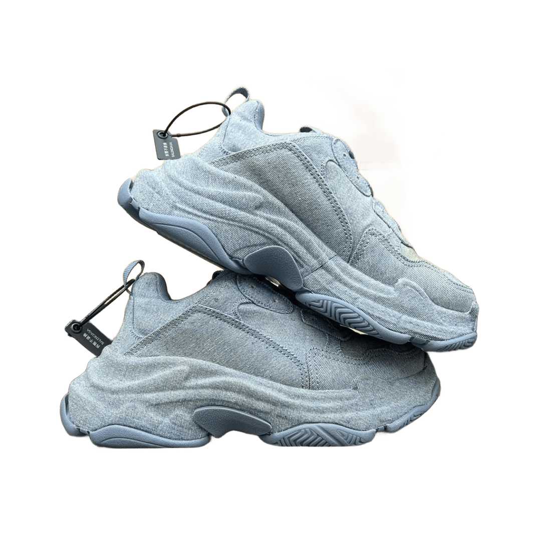 Balenciaga 90s Light Grey Chunky Sneakers, Unisex Retro Fabric