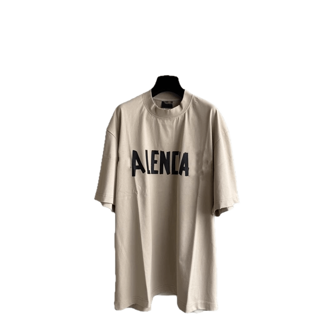 Balenciaga Beige Cotton Unisex T-Shirt with Logo