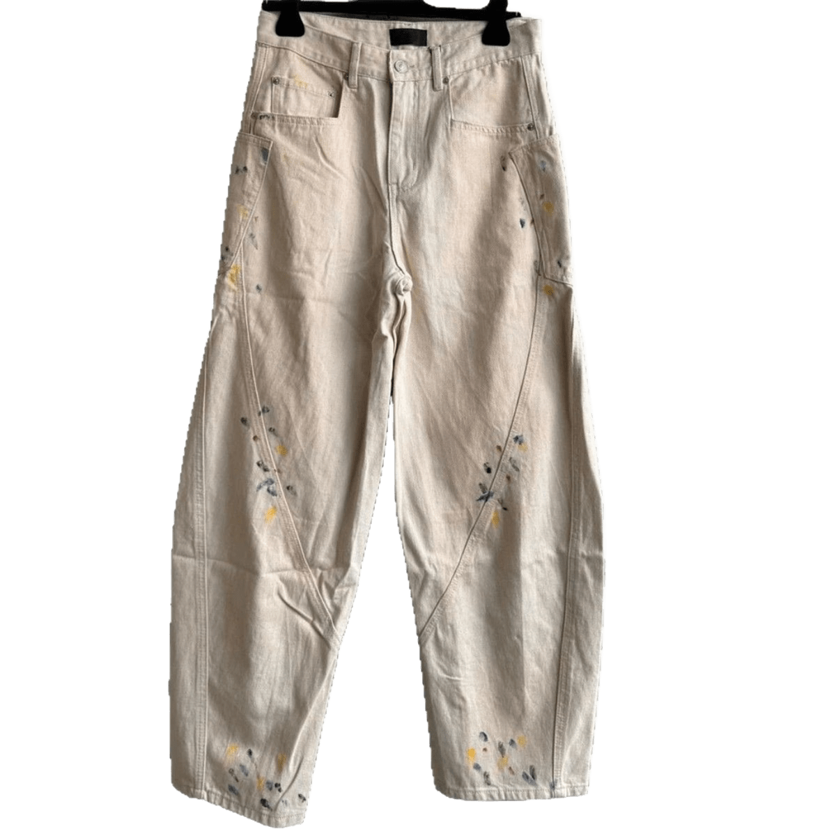 Balenciaga Beige Splash Ink Relaxed Fit Jeans