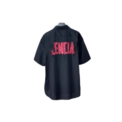 Balenciaga Black Cotton Shirt: Red LENCIAGA Back Print