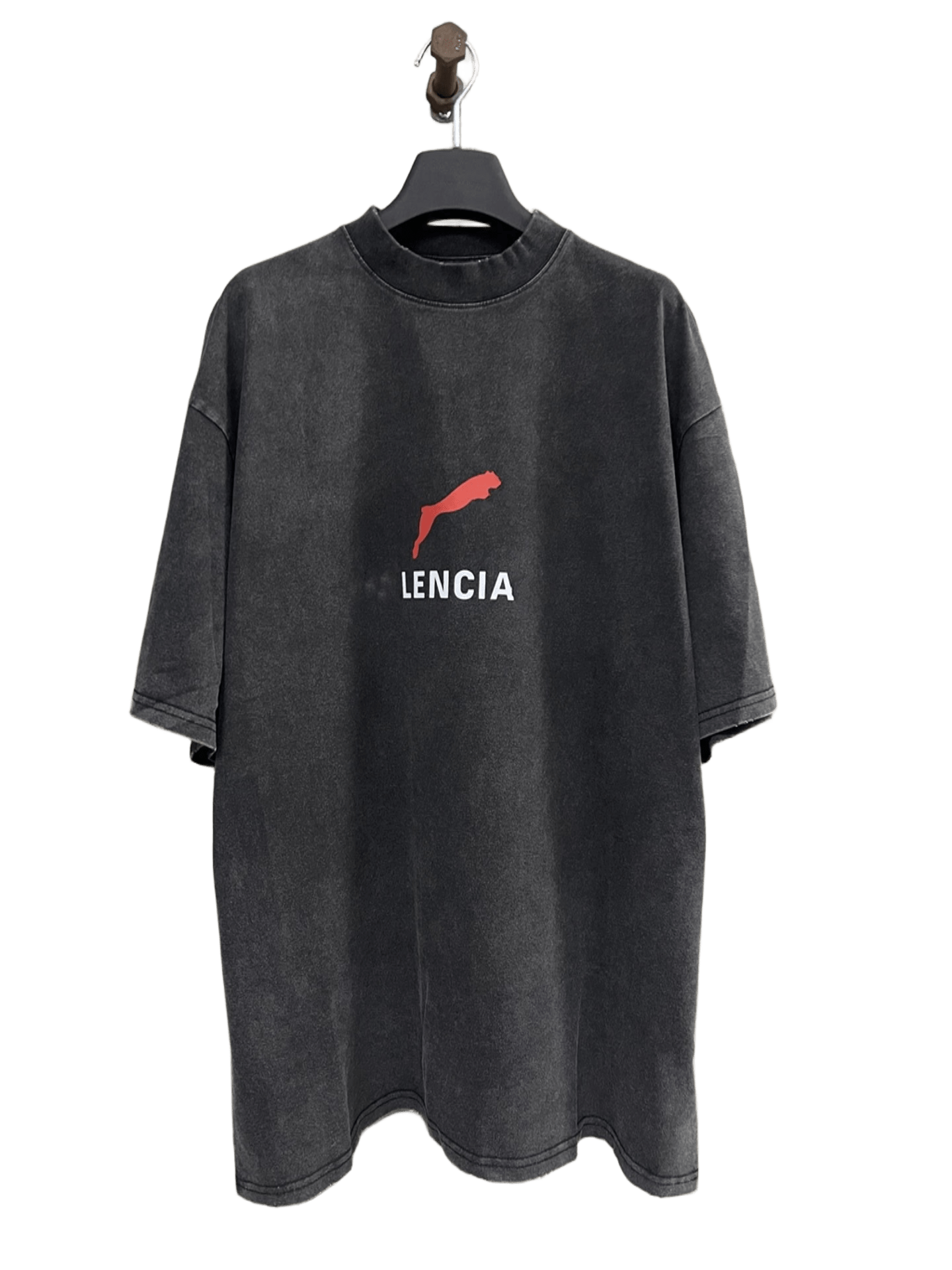 Balenciaga Black Cotton T-Shirt | Red Graphic & LENCI A Print
