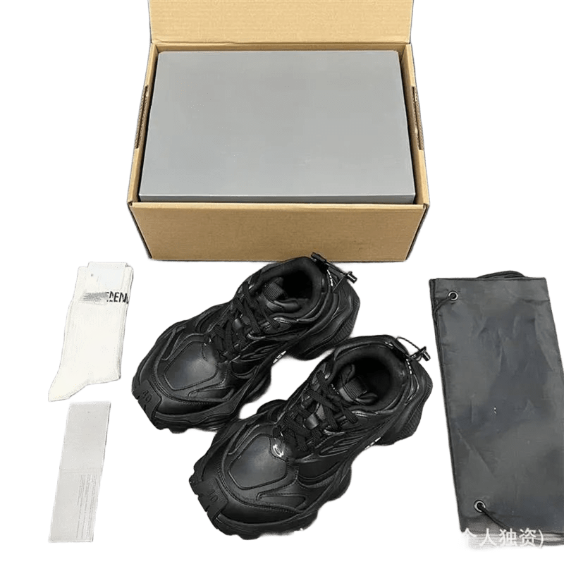 Balenciaga Black Leather Unisex Chunky Dad Sneakers