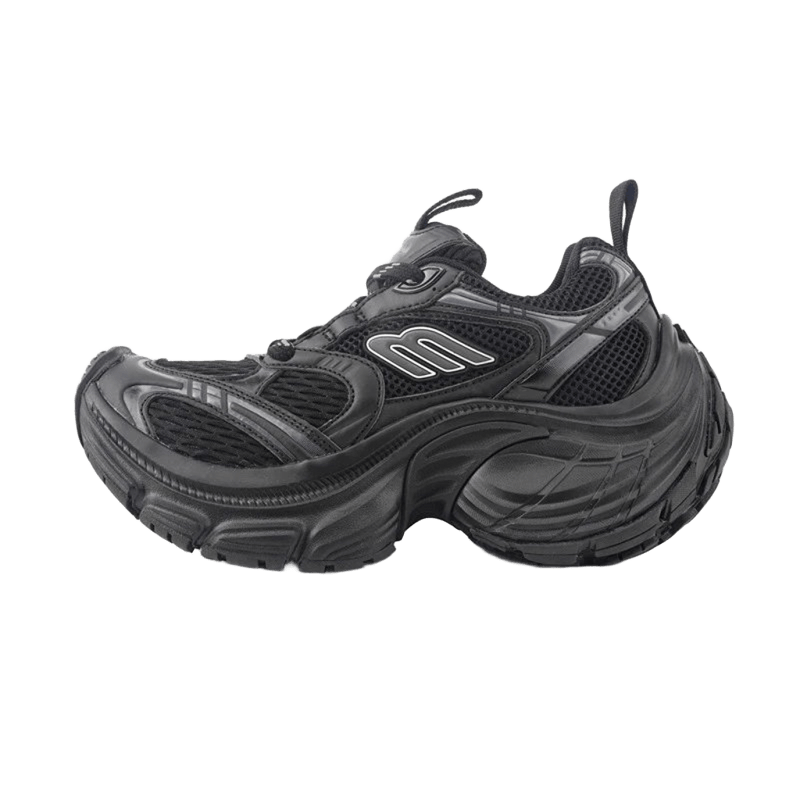 Balenciaga Black Mesh & Leather Chunky 90s Dad Sneakers