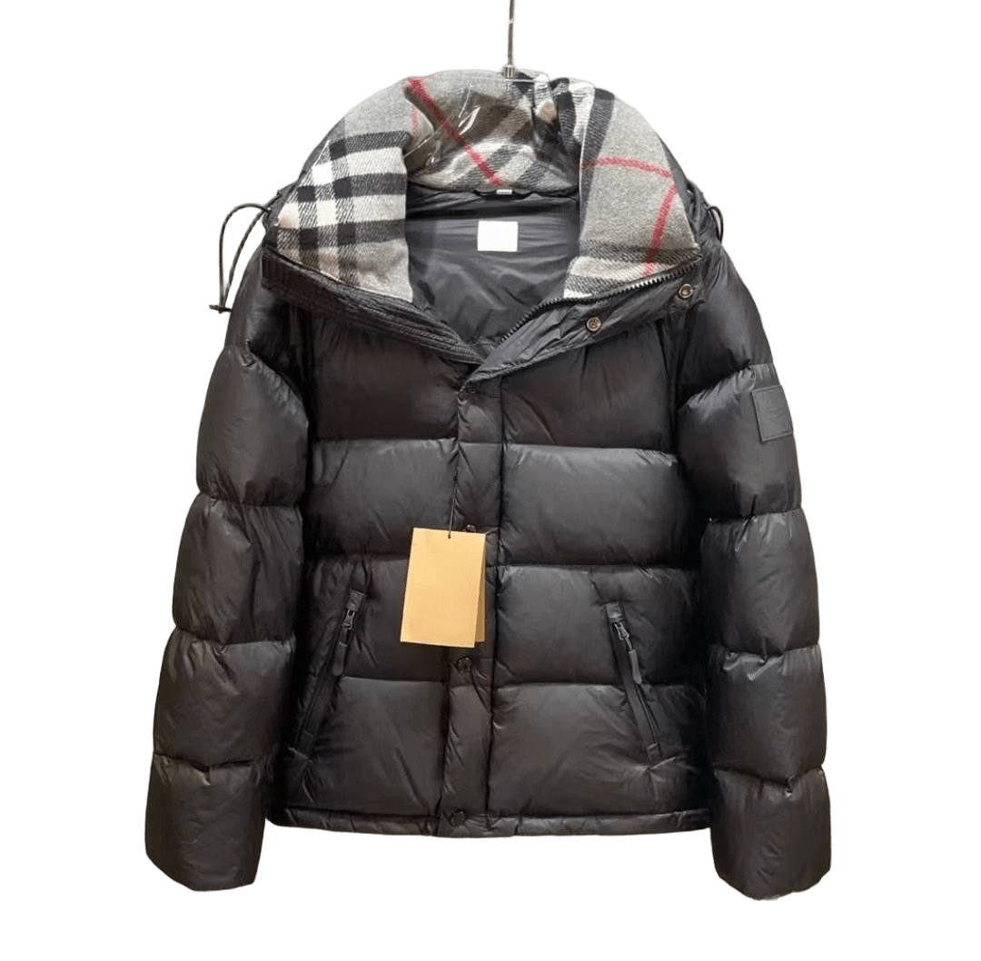 Balenciaga Black Plaid Hood Puffer Jacket | Unisex Urban Coat