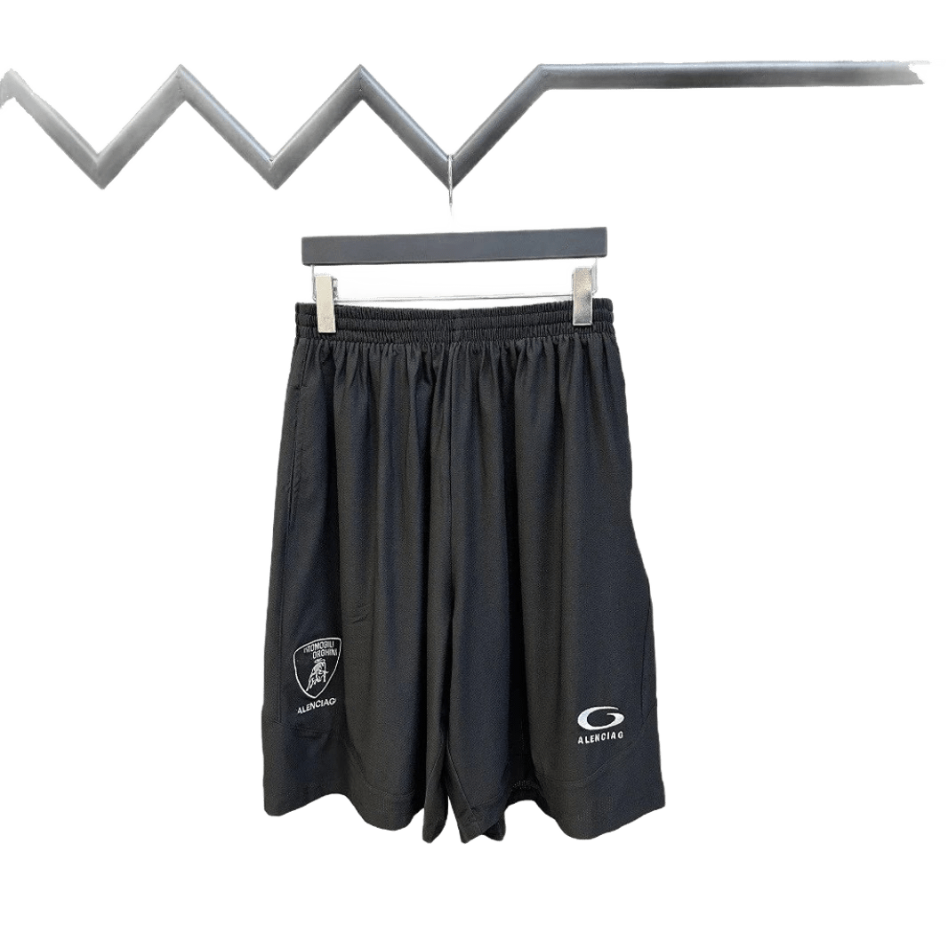 Balenciaga Black Unisex Sports Shorts: Logo, Comfort