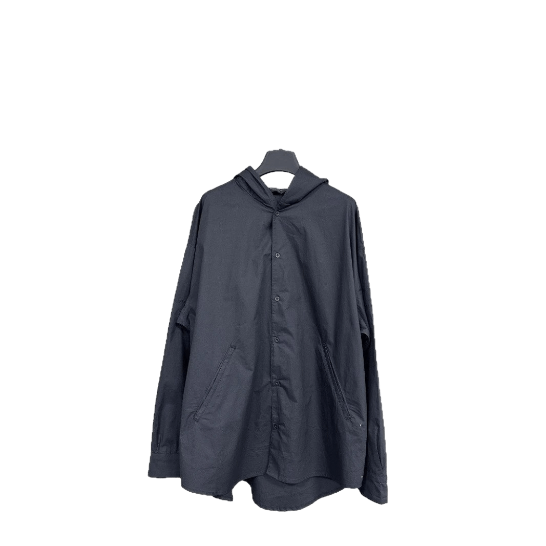 Balenciaga Black Windproof Hooded Jacket: Cotton Unisex