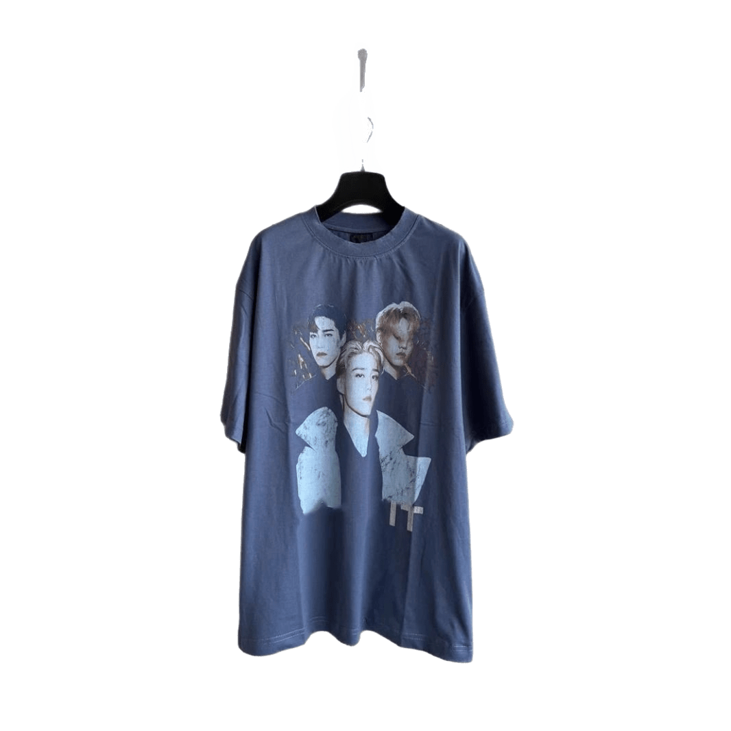 Balenciaga Blue Cotton Unisex T-Shirt with Street Print