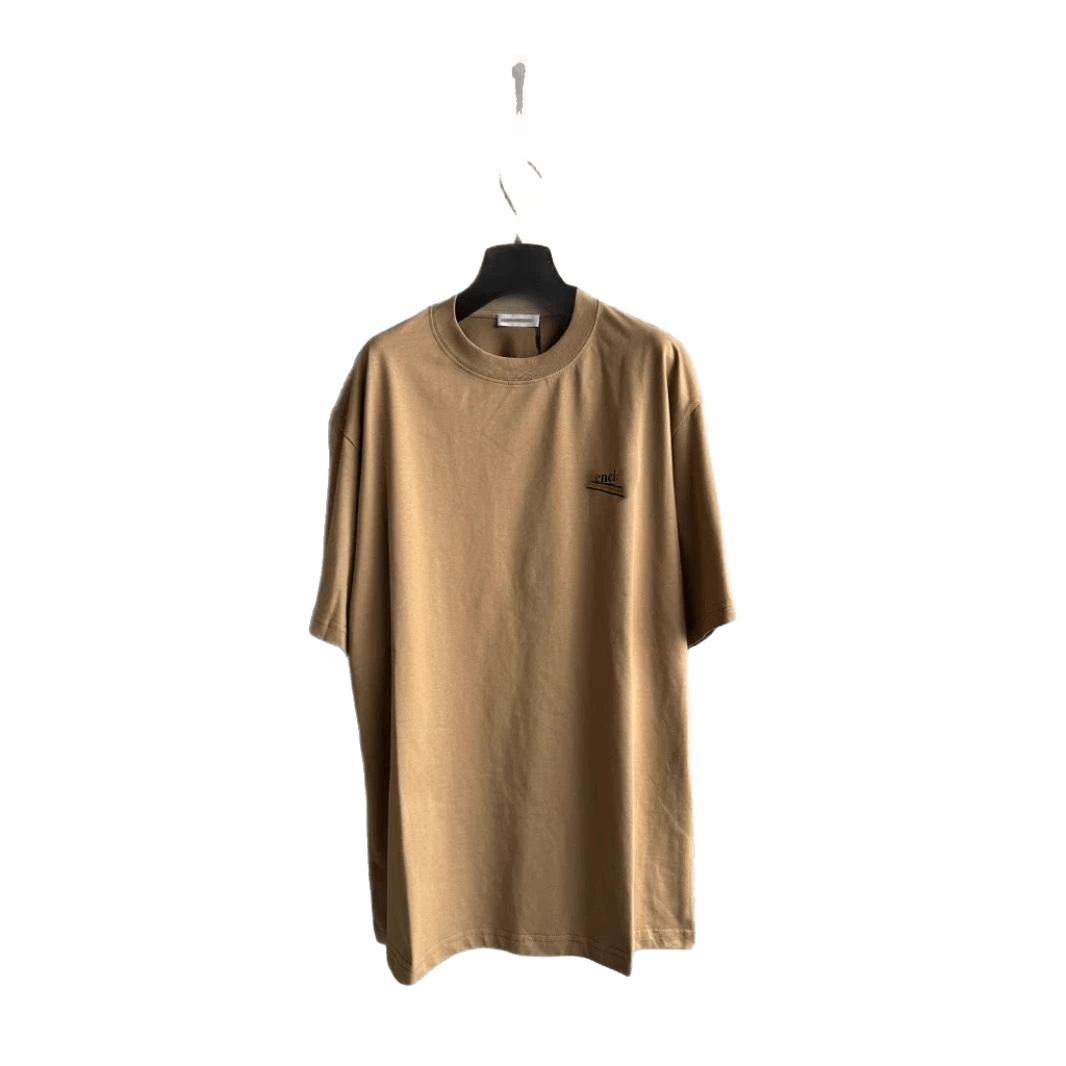 Balenciaga Camel Cotton T-Shirt: Unisex Minimalist Logo Tee