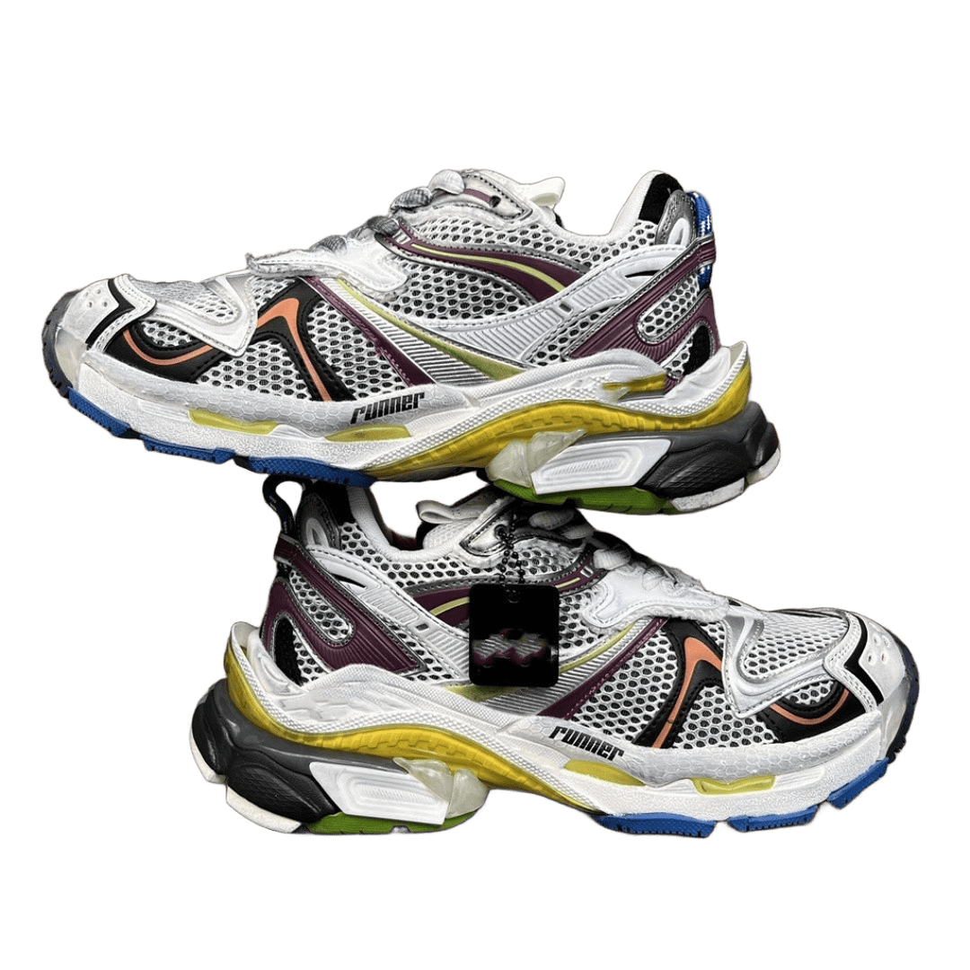 Balenciaga Chunky Sneakers White Mesh Colorful Lines