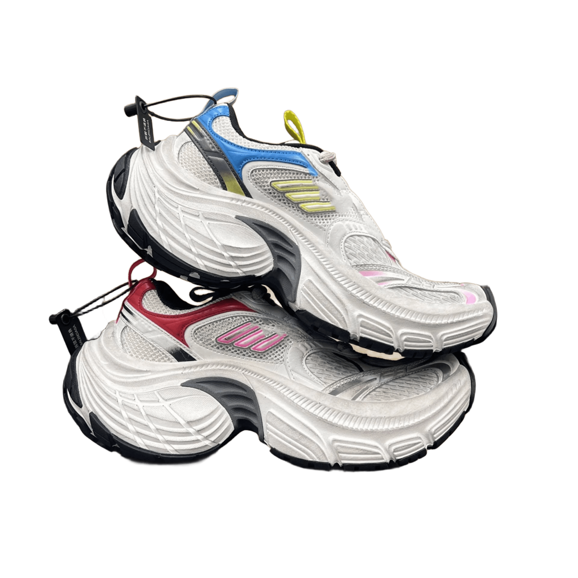 Balenciaga Chunky Sneakers: White Mesh & Leather Platform Shoes