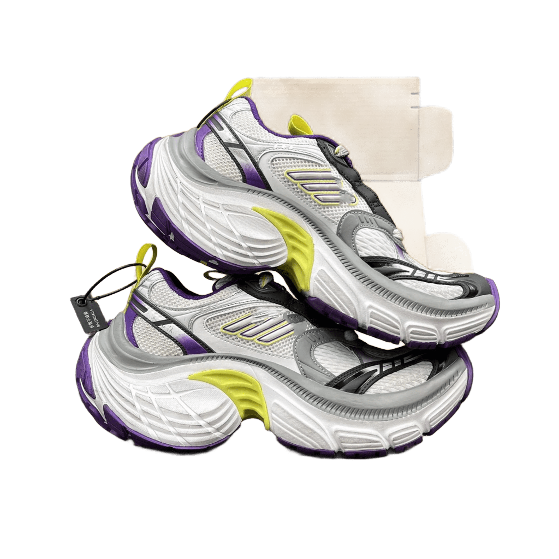Balenciaga Chunky Sneakers White Purple Yellow Mesh Unisex