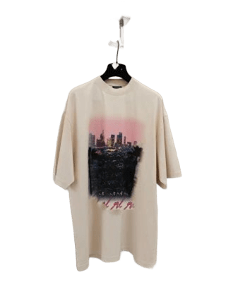 Balenciaga Cityscape Off-White Cotton Unisex T-Shirt