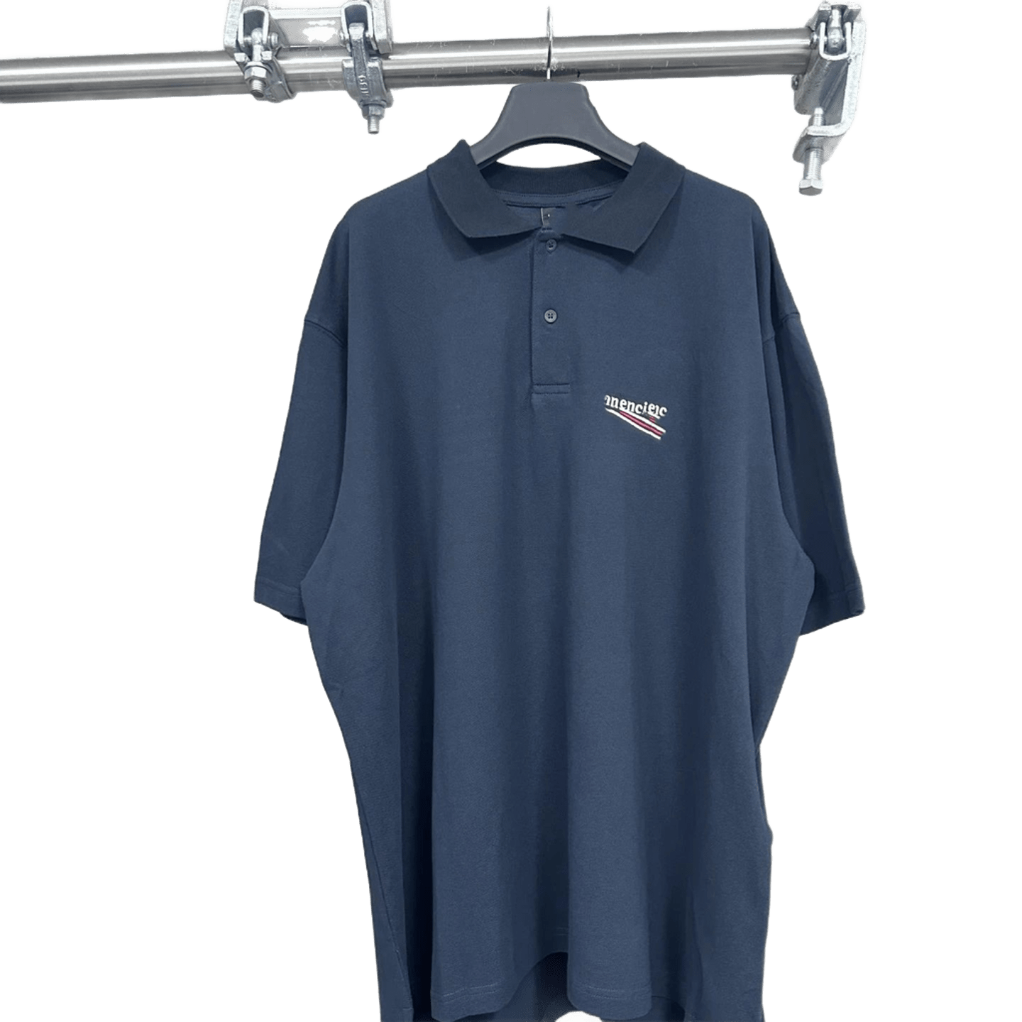 Balenciaga Deep Blue Cotton Polo Shirt - Unisex Relaxed Fit