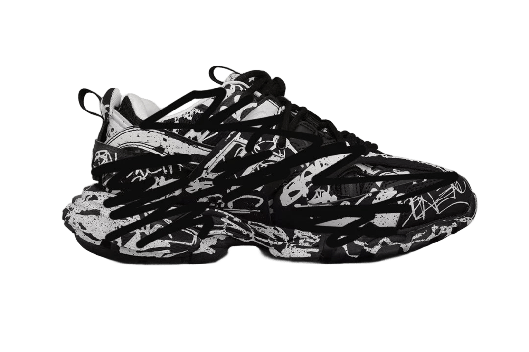 Balenciaga Graffiti Print Unisex Dad Sneakers Black & White