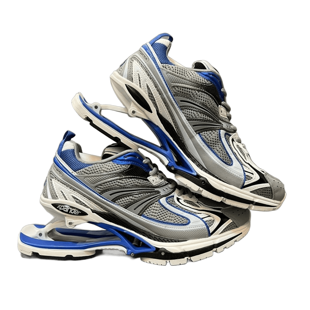 Balenciaga Grey-Blue Chunky Sneakers, Mesh & Leather