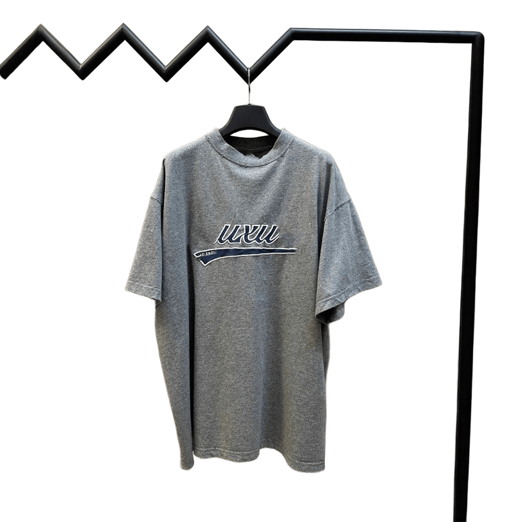 Balenciaga Grey Cotton Logo T-Shirt, Unisex Essential