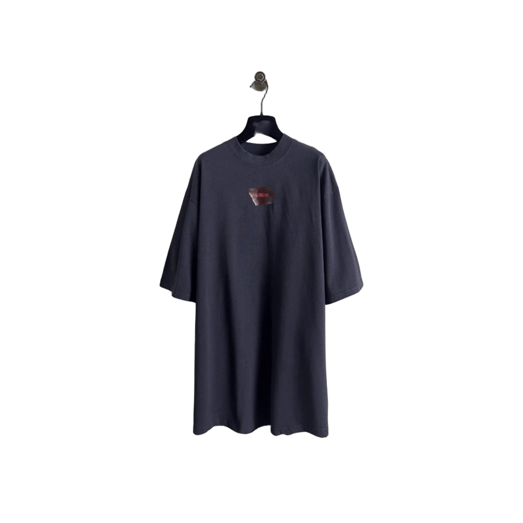 Balenciaga Grey Cotton T-shirt with Minimalist Logo