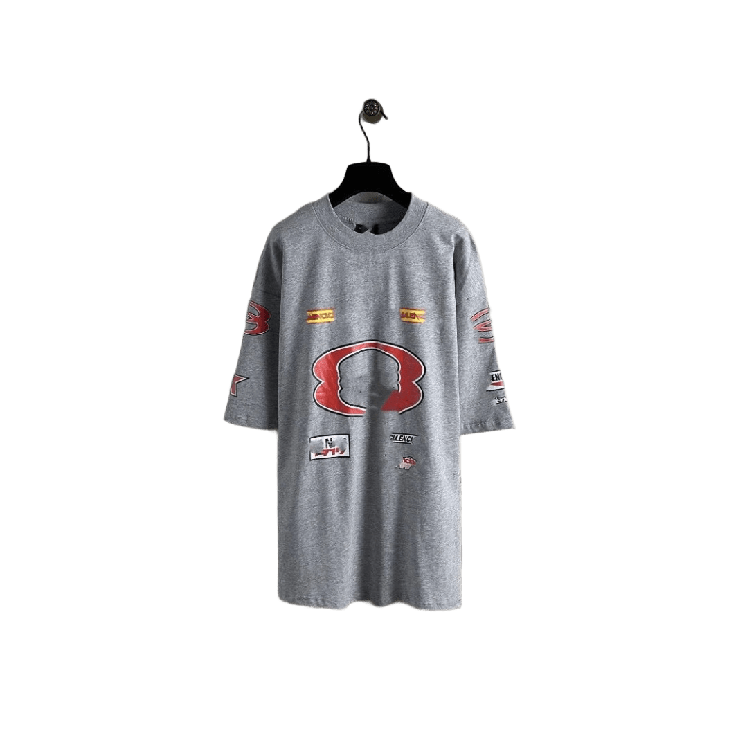 Balenciaga Grey Graphic Cotton T-Shirt | Unisex Streetwear