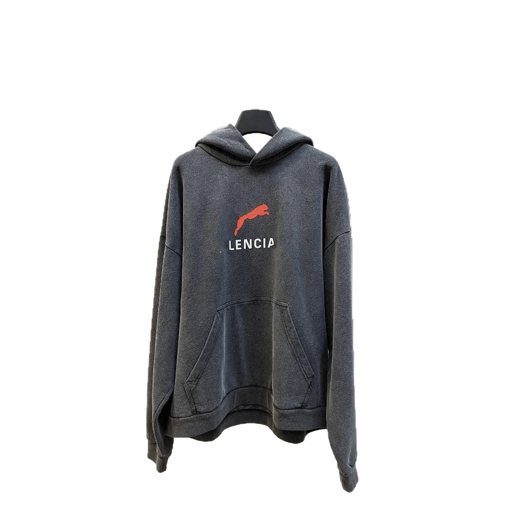 Balenciaga Grey Hoodie: Unisex Cotton Streetwear