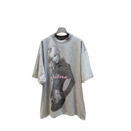 Balenciaga Grey Oversized Graphic T-Shirt, Unisex Streetwear